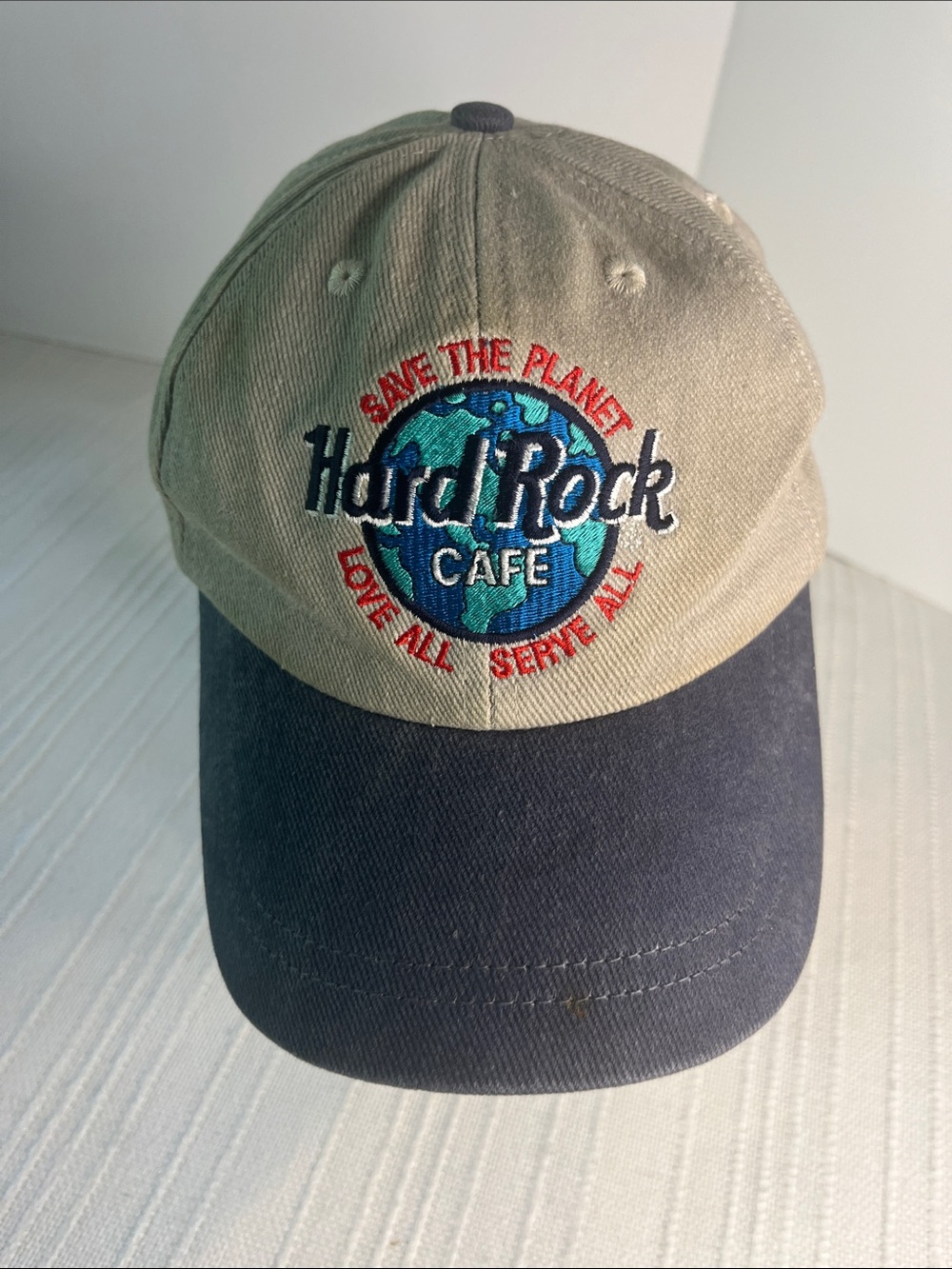 Hard Rock Cafe 'Save The Planet' Cap Tan & Navy Blue NEW YORK collection vintage